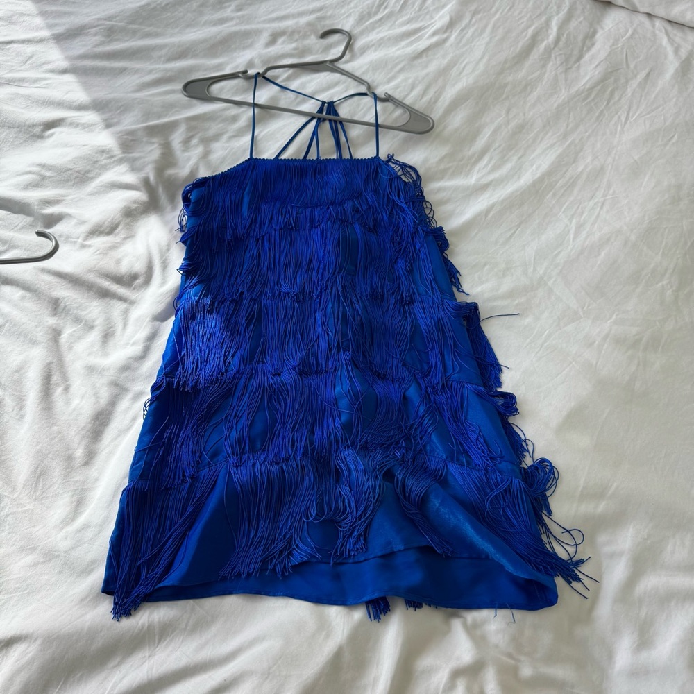 Zara Electric Blue Fringe Dress